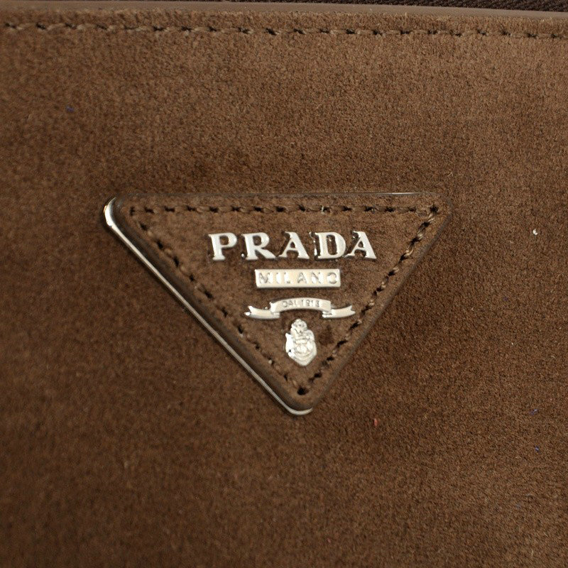 2014 Prada Suede Leather Tote Bag BN2619 brown